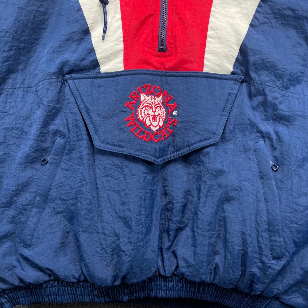 Starter Arizona Wildcats Jacket Mens Medium Blue Red Vintage Puffer Pullover - Picture 6 of 12